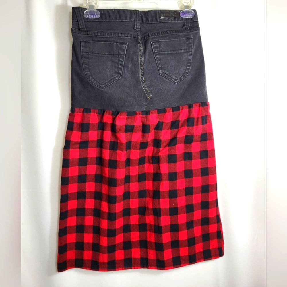 Mudd black jean skirt with flannel black red bottom juniors 1 #736 - Picture 5 of 5